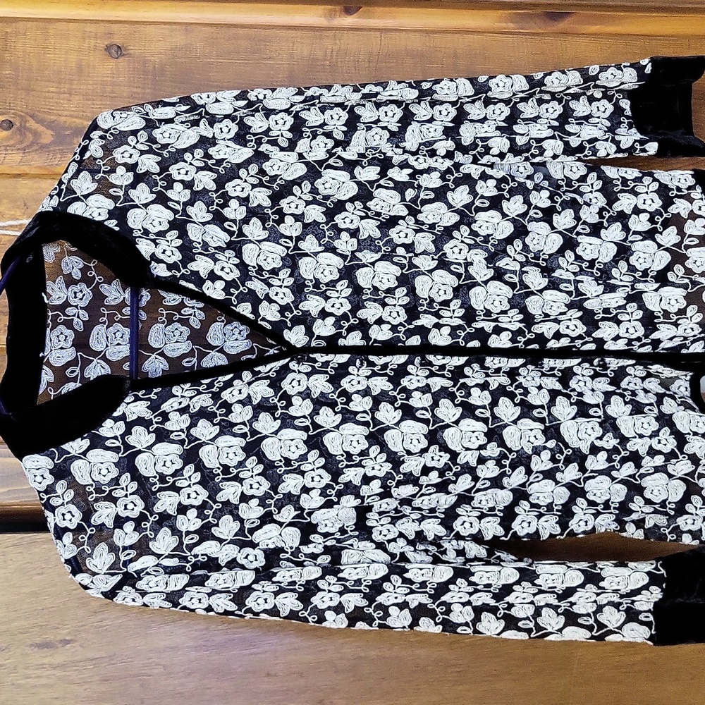 Cute little embroidered black & cream jacket